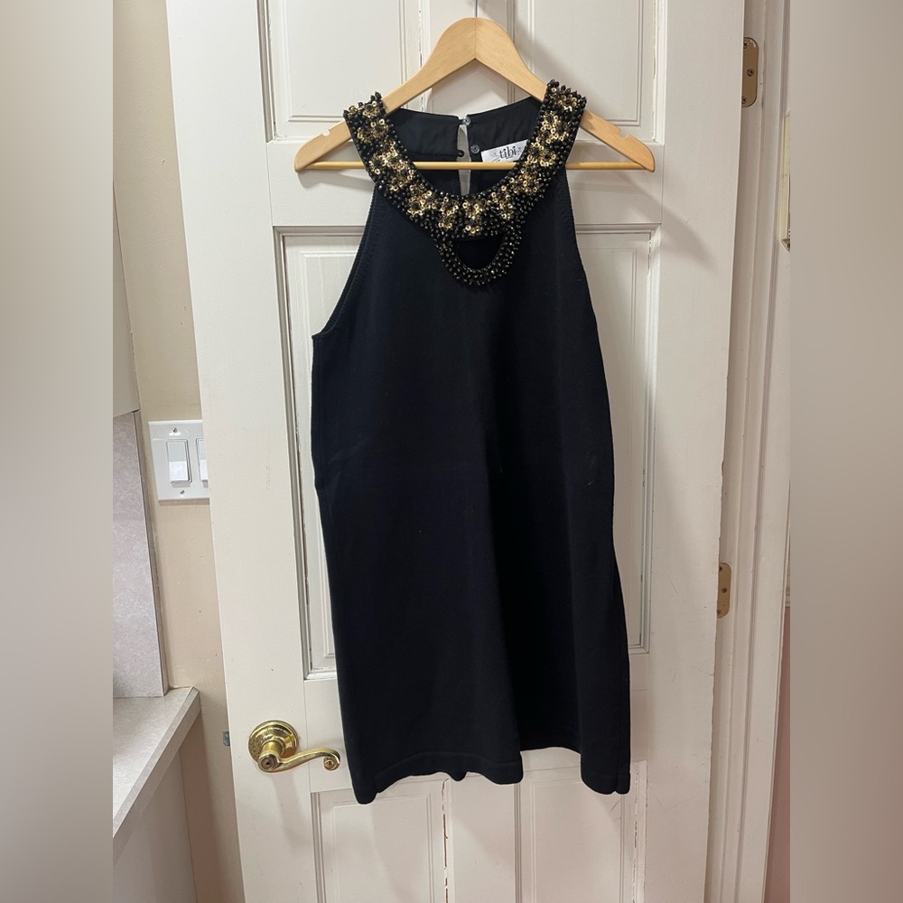 Black Dress with Gold Embellished Neckline